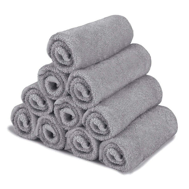 10 Packs Rayon From Bamboo Washcloths, Grey
