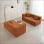 Canapé modulaire à assise profonde en L capitonné modulaire de 105,5 po pour salon | Brun noyer | Mousse, polyester-1429191650