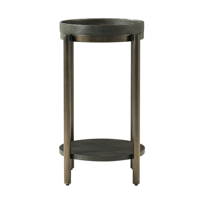 Repose Solid Wood End Table, Charcoal Oak, 22" H x 24.25" W x 24.25" D