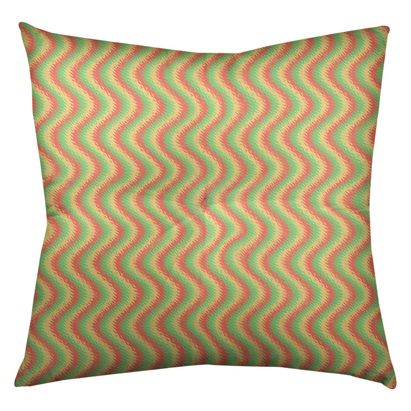 Coussin de sol à rayures ondulées Katelyn Elizabeth, 26 po x 26 po, Rouge, jaune et vert