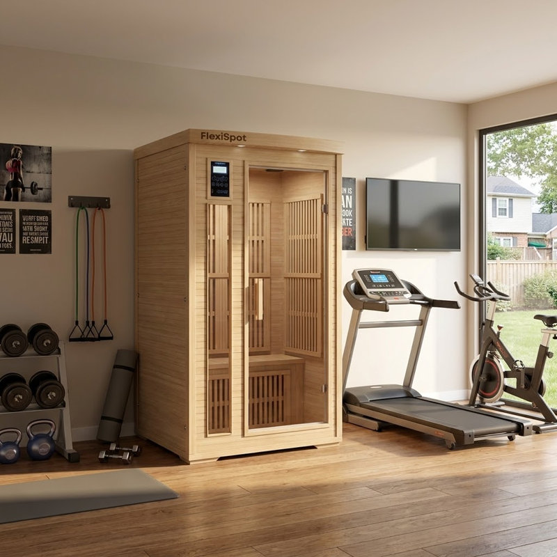 1-Person FAR Infrared Sauna with Bluetooth Speakers, Fast Heating Carbon Panels