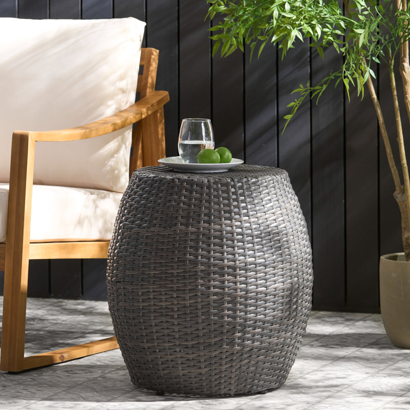Outdoor Side Table 14.00" , Grey, Iron Arrangement, Patio Modern Table, Assembly, Cool Design, Gray