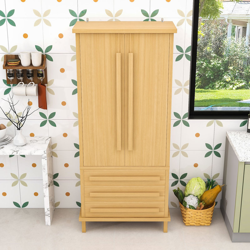 Armoire de rangement en bois de qualité supérieure avec 3 tiroirs, Naturel