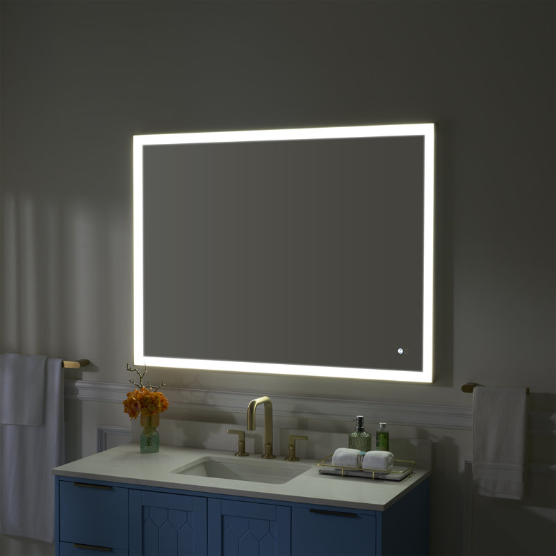 Miroir de salle de bain à DEL Edlun, 36 po x 48 po, Or