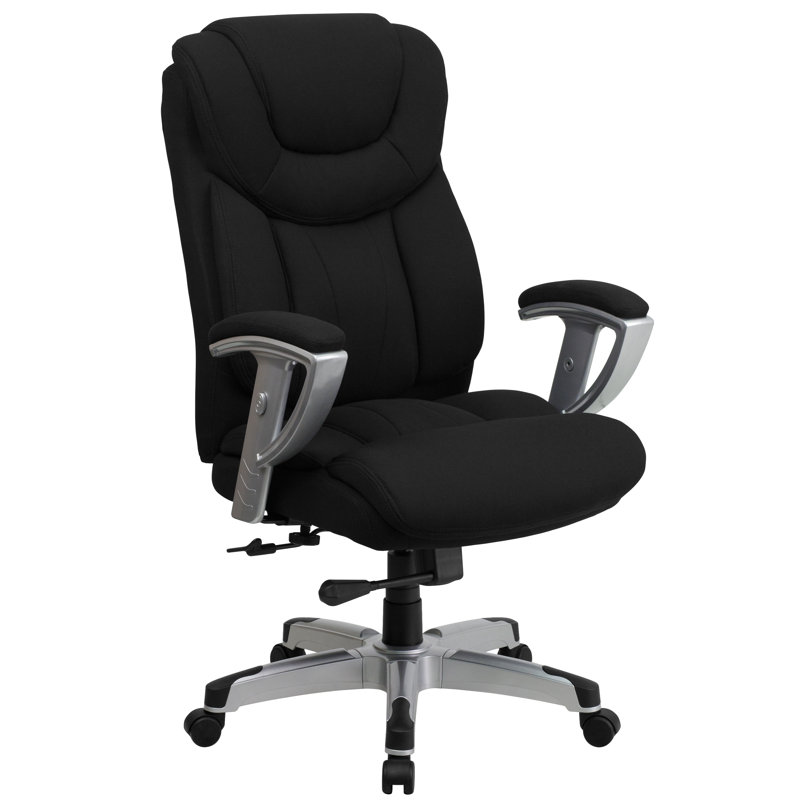 Oliverson Big & Tall LeatherSoft Swivel Executive Office Chair with Full Headrest, Fabric, Silver
