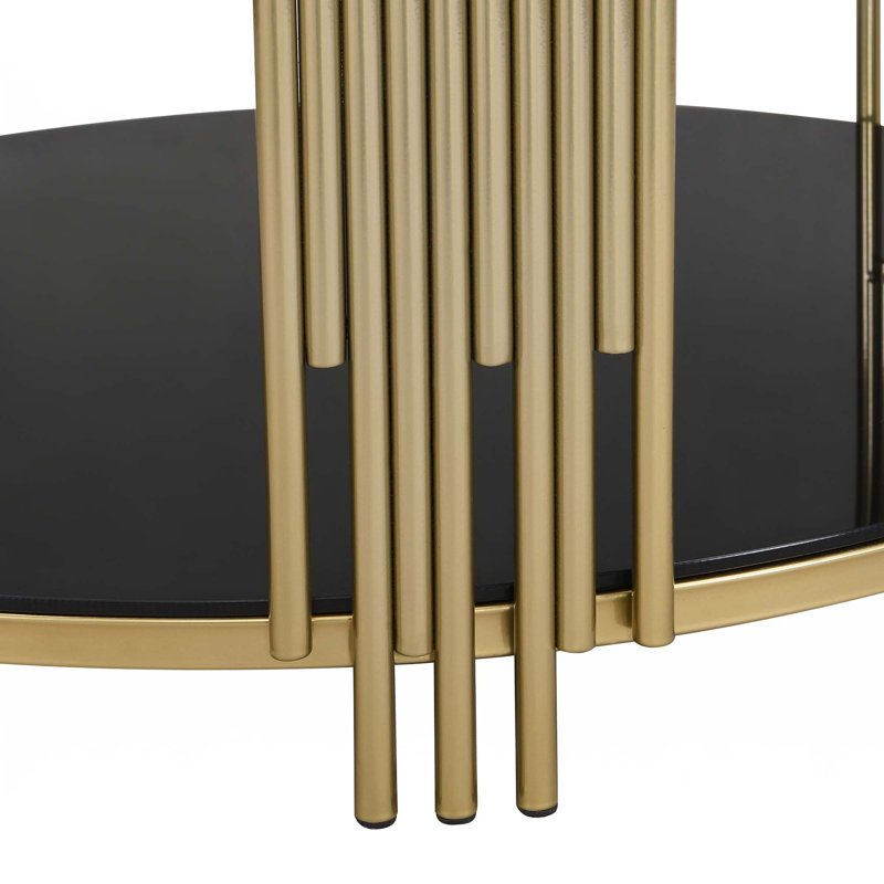 Table basse moderne en verre 31,5 po, Noir