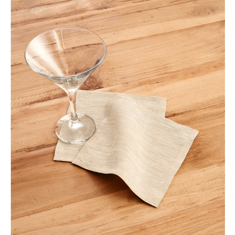 100% Pure Linen Cocktail Napkins - Athena, Champagne Beige