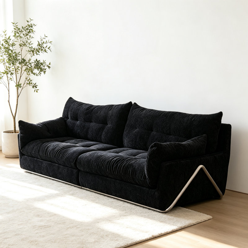 Canapé noir créatif, 110.24" W