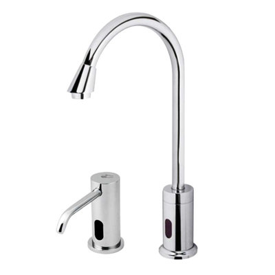 Ensemble de robinet réglable à capteur sans contact et distributeur de savon pour les toilettes d'hôpital