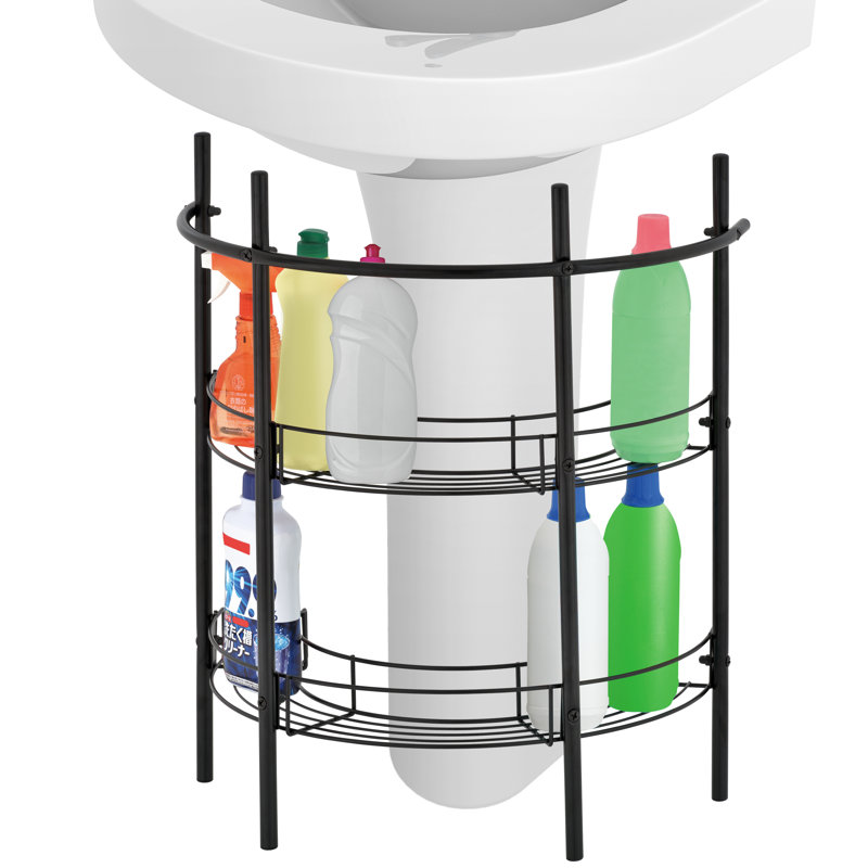 Bathroom Chrome Metal Under Sink Organizer, Black