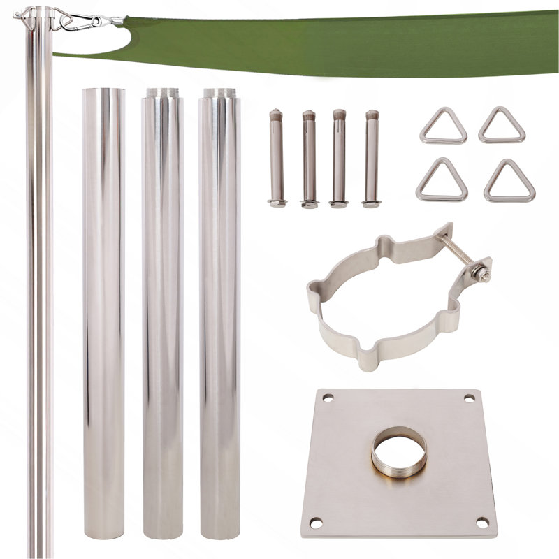 Auvent en acier inoxydable de 8 pi avec plaque de base pour jardin, patio et aire de jeux, 96" H x 7.6" W x 7.6" D