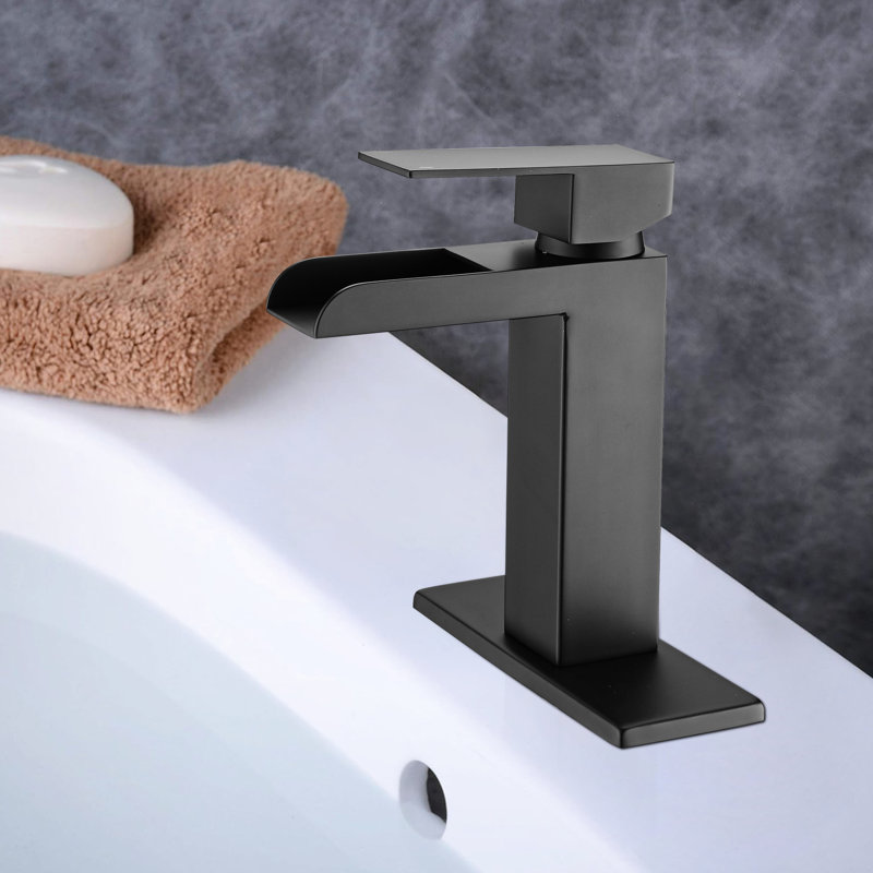 Marvelous Bathroom Faucet - Matte Black Waterfall, Single Handle With Pop Up & Drain Fabulous Sink Tap Lever Waterfall Overflow