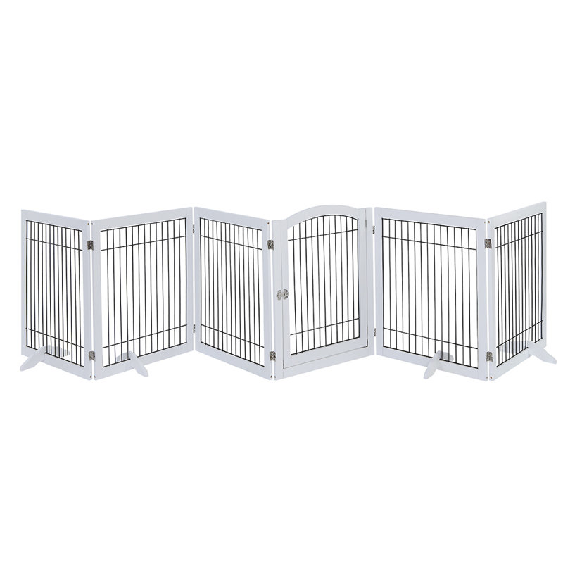 Free Standing Pet Gate With Door, White