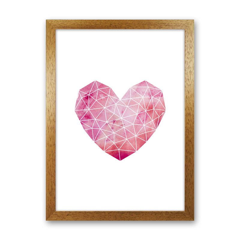 Wire Heart - Print, Brown Framed, 34cm H x 25cm W x 3cm D