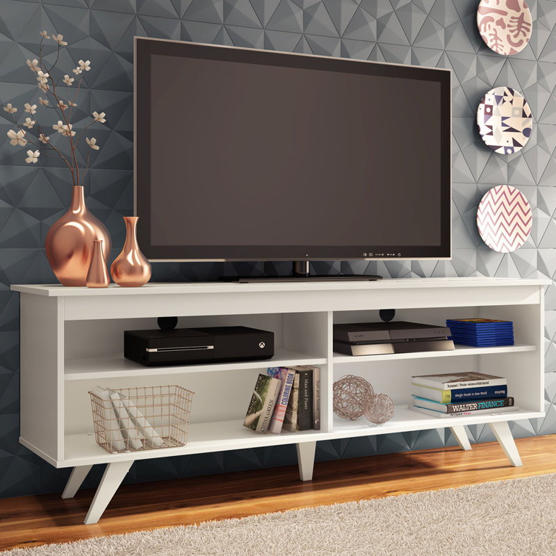 Leyburn TV Stand Entertainment Center with 4 Shelves and Cable Management for 55, 65 Inch TV Media Storage Gaming Media Console Living Room and Bedroom Modern Wooden Television