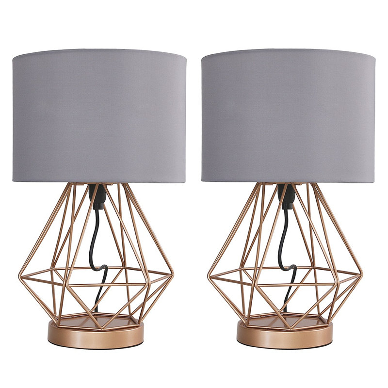 Haigler Bedside Table Lamp, Copper, Grey, No Bulb