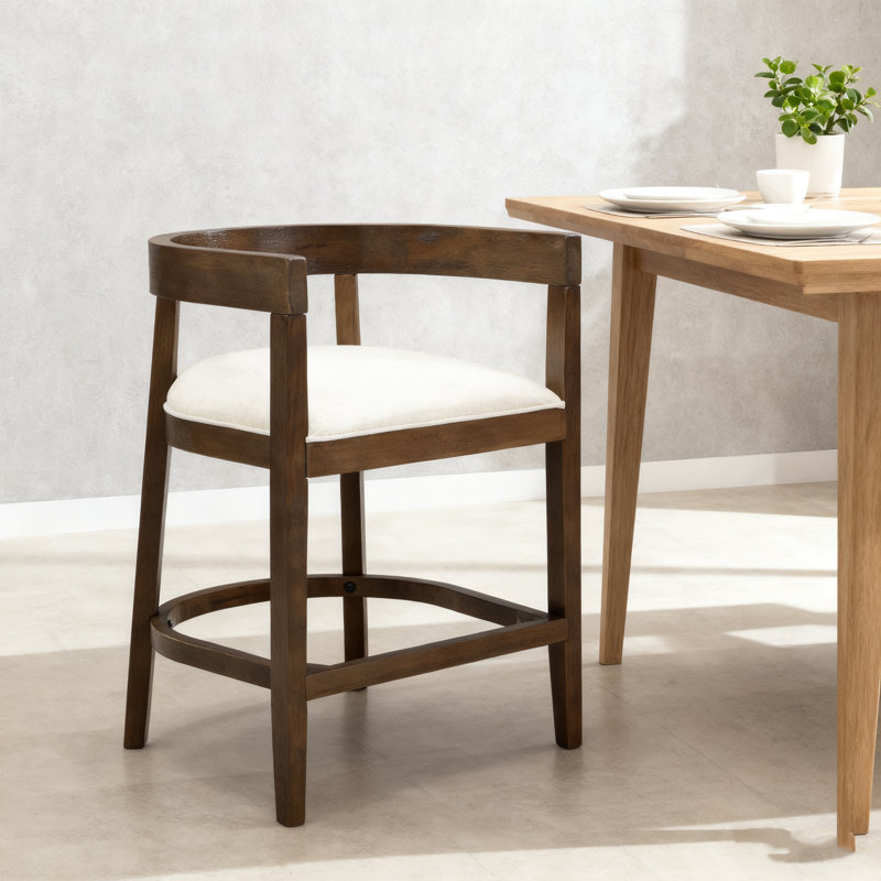 Tabouret de comptoir en bois d'hévéa, Naturel