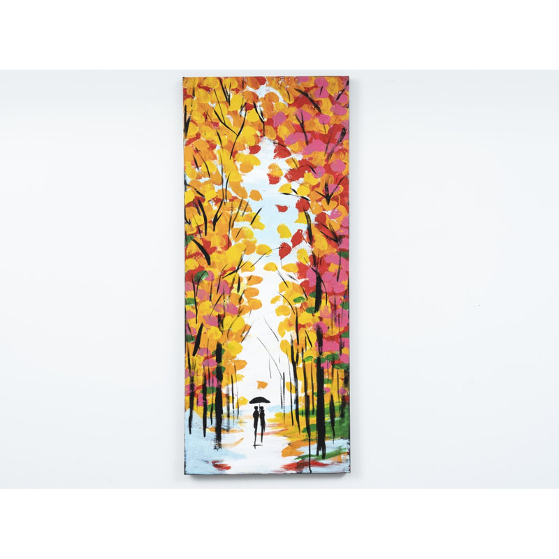 47 po x 19 po, toile orange peinte à la main - art printanier printanier