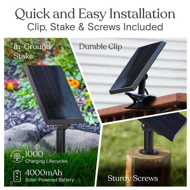 Ambience Pro 104 Ft Solar Powered Outdoor LED String Lights With Remote Control - 32 Bulbs, 7W Solar Powered Soft White Weatherproof Light