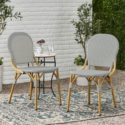 Chaises de jardin et d'extérieur françaises, grises, en aluminium avec, rouille, de 2 pour une utilisation dans l'espace Bistro 2, cadre