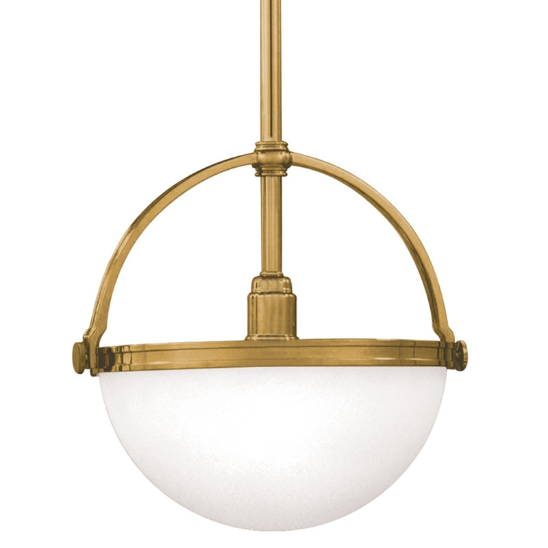 Luminaire suspendu simple à 1 lumière Stratford, Laiton vieilli, H 21 à 69 po x l 14,25 po