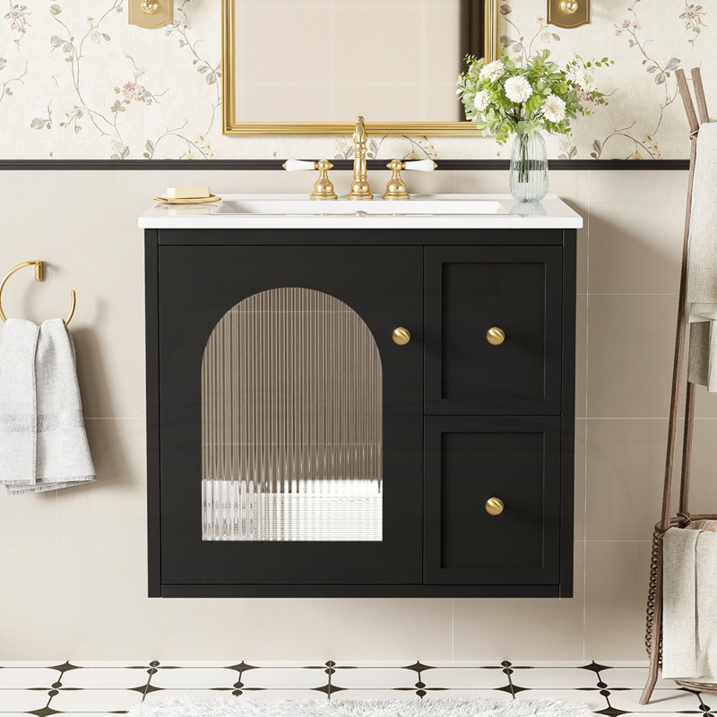 Armoire de salle de bain 24 "avec lavabo en céramique