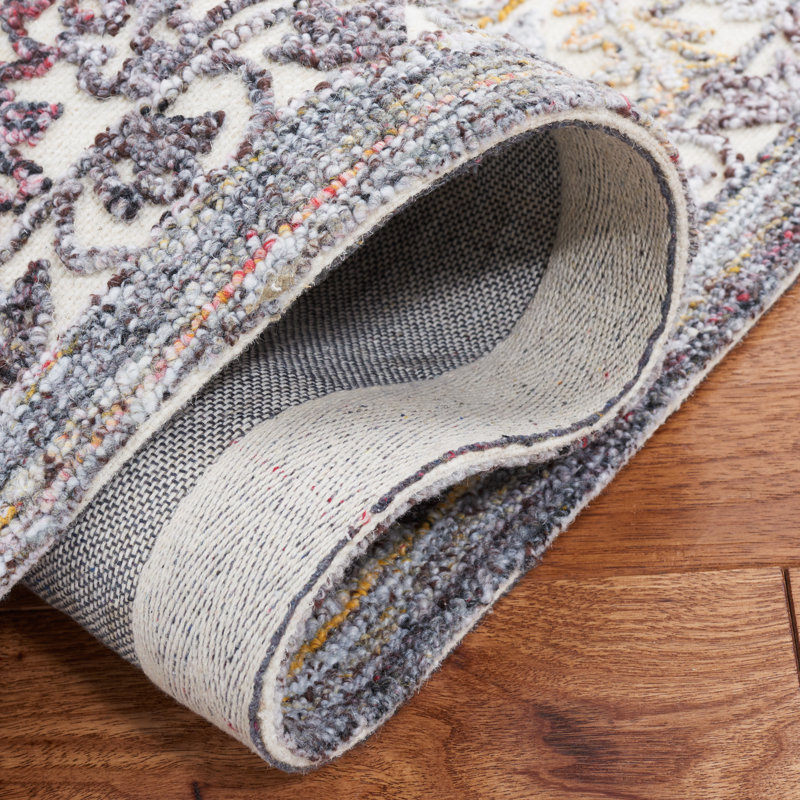 Tapis oriental gris touffeté à la main Elisei, Rectangle 5 pi x 8 pi