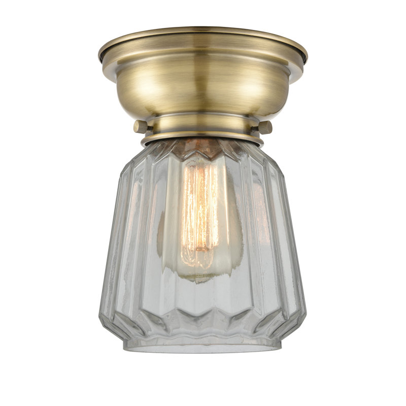 Vinson Glass Flush Mount, Antique Brass, Clear, No Bulb Included