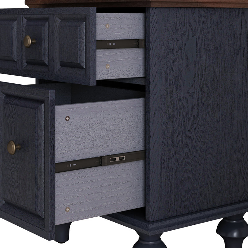 Table de chevet 20,47 "avec 2 tiroirs et pieds à colonnes romaines (comprend seulement la table de chevet), Bleu très foncé