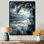 «Serene Lake At Dawn With First Light», art encadré lac, décoration murale paysage bleu