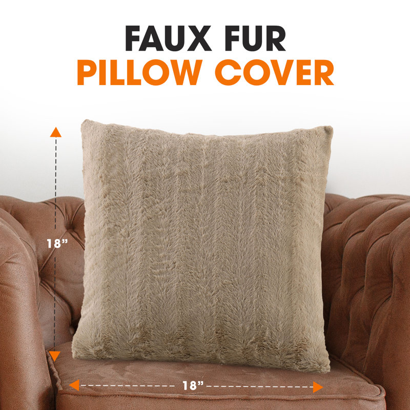 Housse de coussin en similifourrure, 18 po x 18 po, Sable