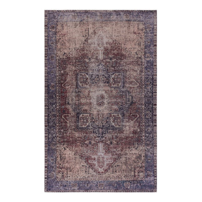 5x8 Area Rug For Dining Room - Machine Washable, Low-pile, Non-slip Burgundy Carpet Non-slip, Foldable