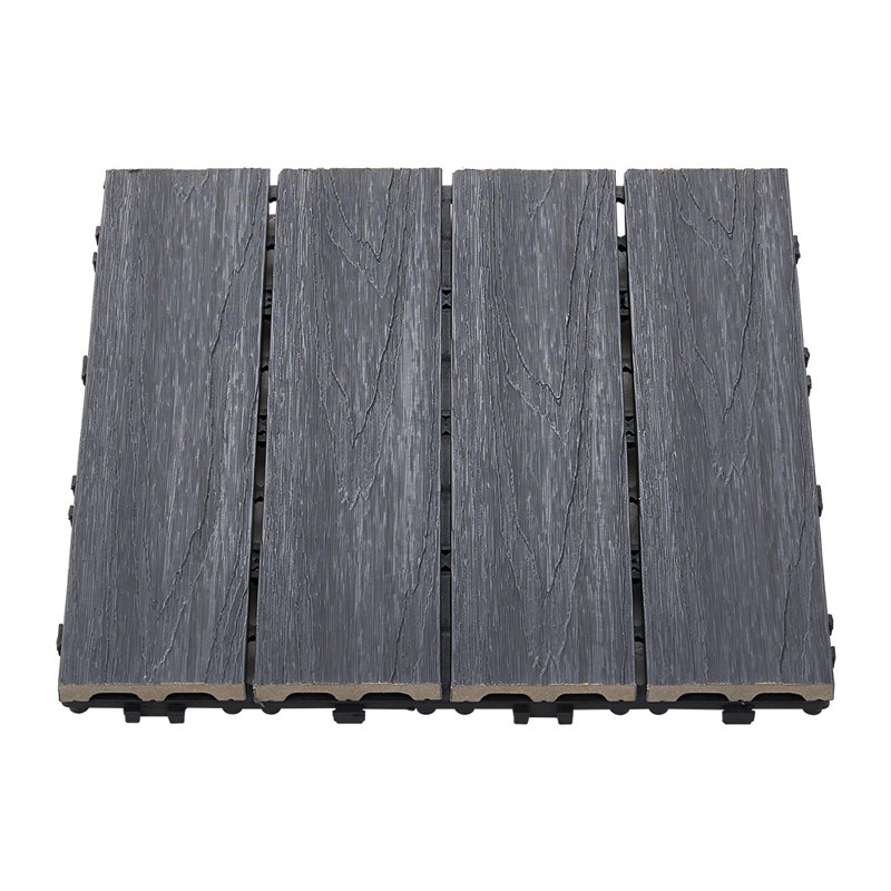 30cm L x 30cm W Plastic Interlocking Deck Deck Tile Kit, Dark Grey