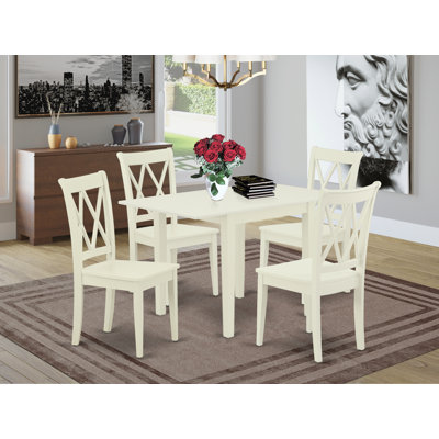 Ensemble de table de salle à manger 5 pièces comprenant une table de cuisine rectangulaire avec Dropleaf et 4 chaises de salle à manger, acajou
