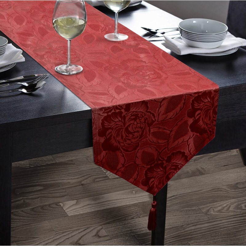 Oley Luxury Rose Damask Table Range, Red, 2cm W x 45cm L