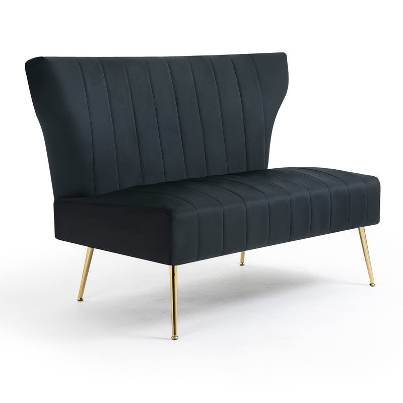 Vardell Fabric 48'' Reception Loveseat, Black