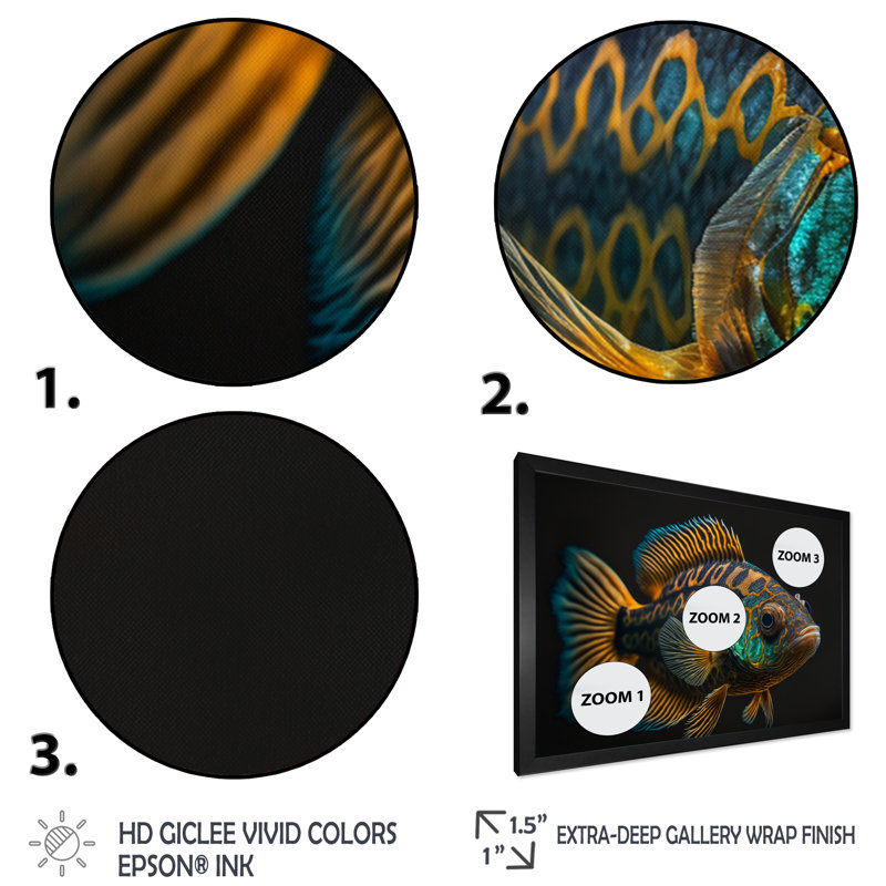 Poisson tropical tropical dans des tons de bleu et d'orange II - impression, L 20 po x H 12 po x P 1 po