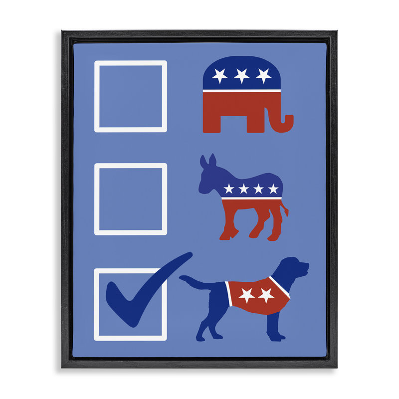 Cadre flottant Patriotic Dog Voter Election, design par Jedco Brands, Inc., Cadre flottant noir de jais, H 21 po x l 17 po