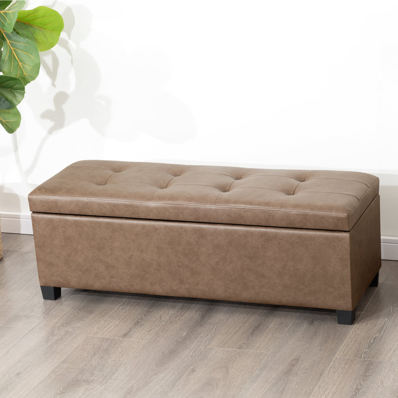 Banc de rangement avec repose-pieds 42 po, Brun