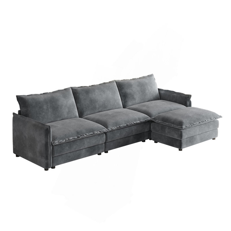 Canapé rembourré à assise profonde de grande taille, Gris
