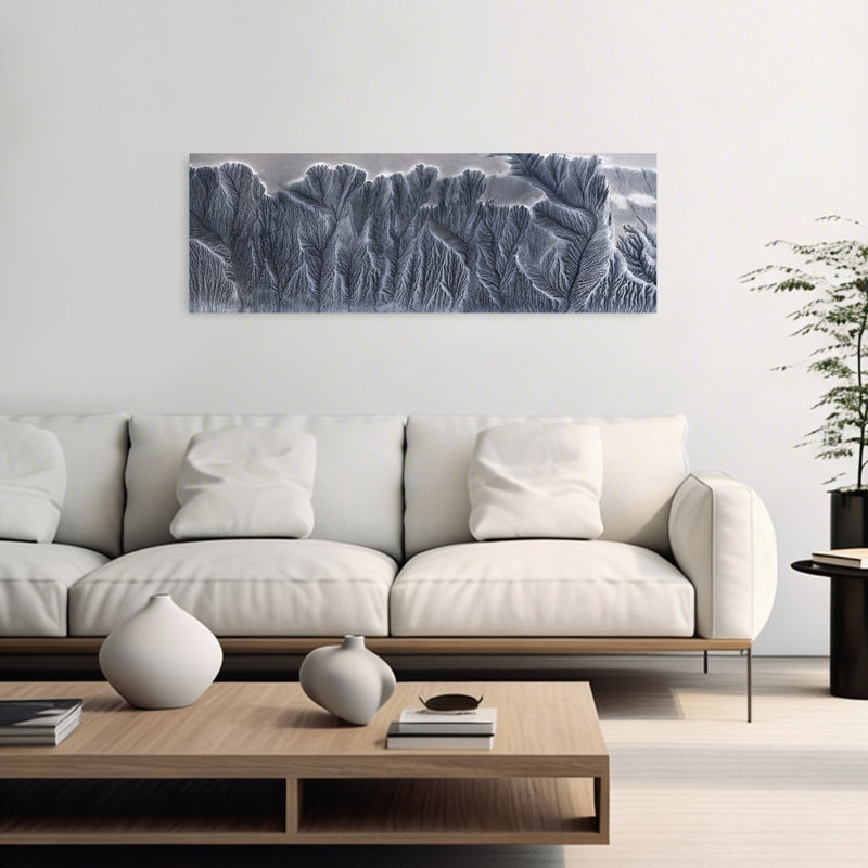 Arbre flottant, motifs abstraits organiques contemporains, art mural, H 16 po x l 48 po