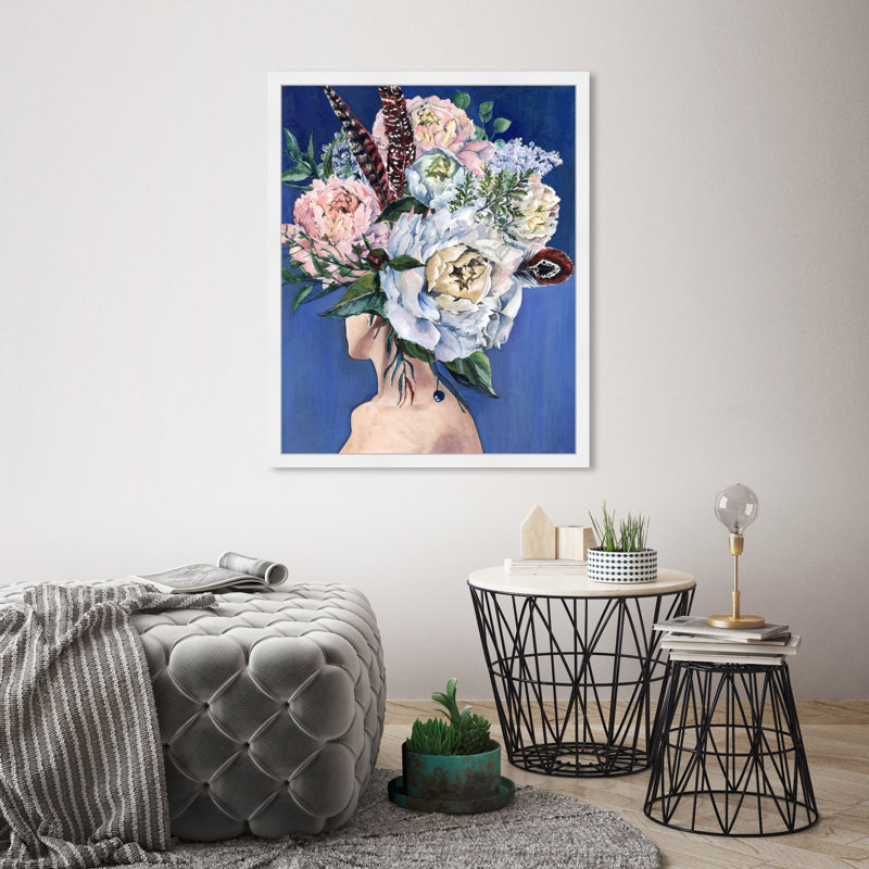 Beautiful Floral Hair - Peinture encadrée sur papier, H 32 po x l 26 po, Blanc