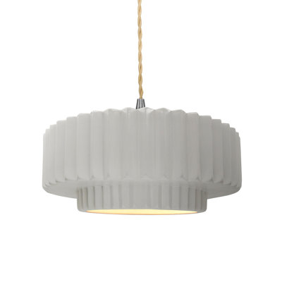 Gela 1-Light Ceramic and Metal Drum Pendant