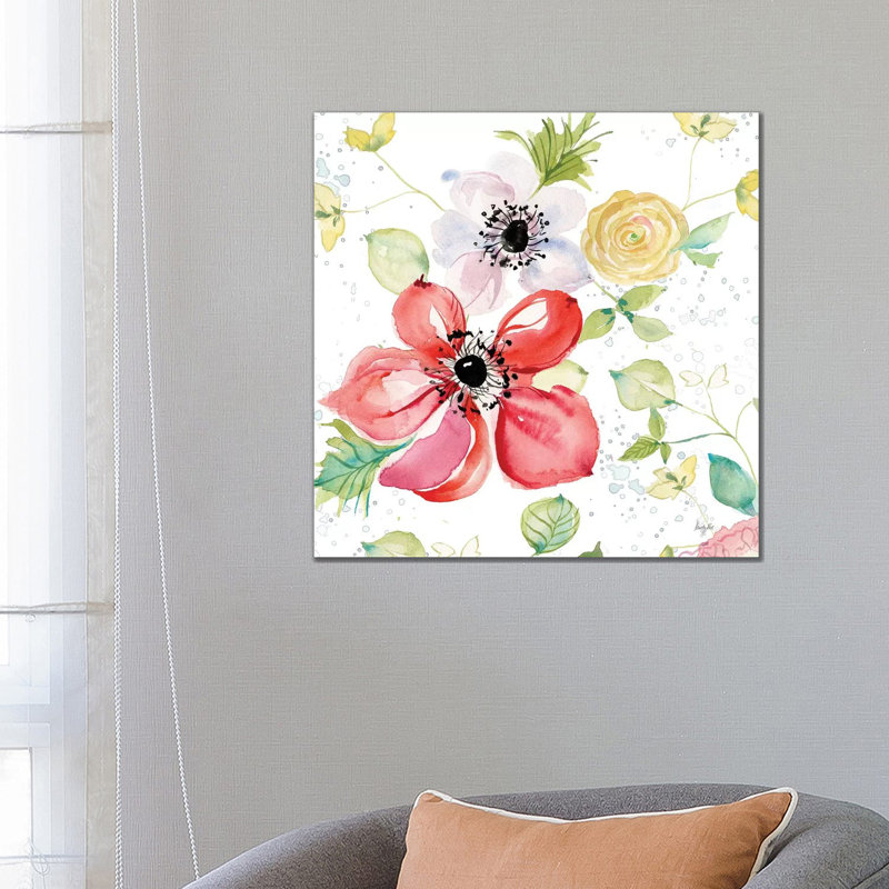 Spray Of Anemones Ii by Kristy Rice - Wrapped Canvas Gallery-Wrapped Canvas Giclée, 66.04 cm H x 66.04 cm W x 3.175 cm D