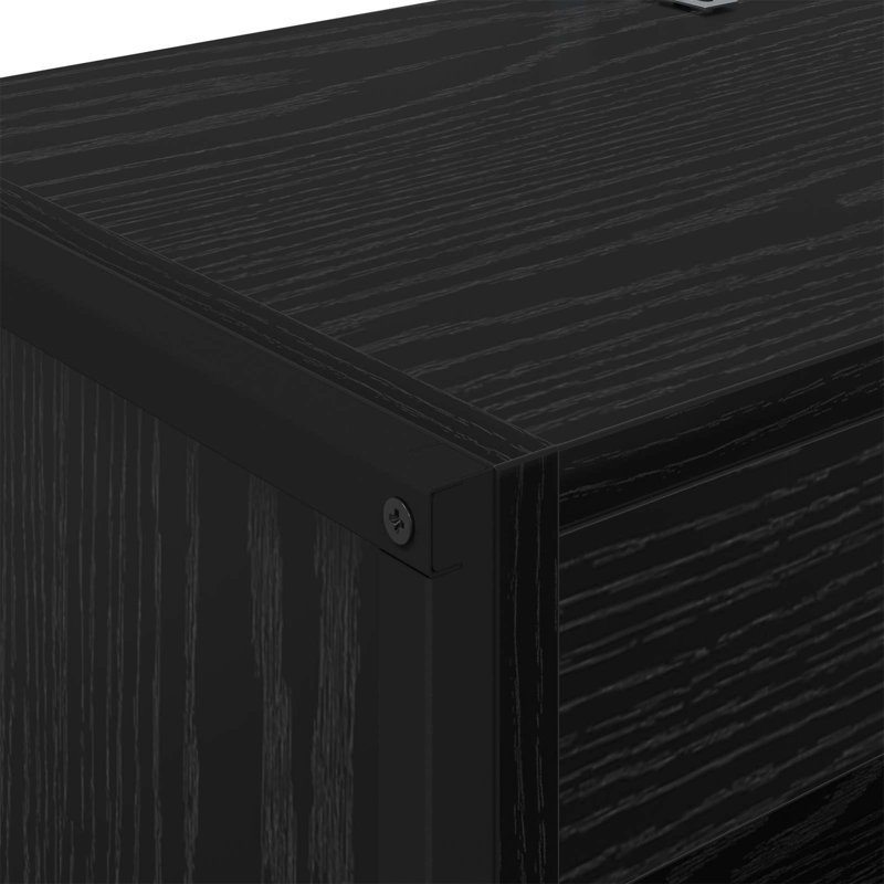 Steel Book Cabinet Bookcase, Black Oak, (5 Shelves) 189.5cm. H x 60cm. W x 30cm. D