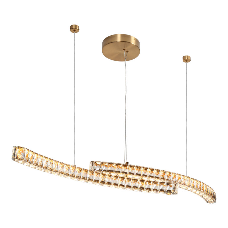 Luminaire suspendu linéaire moderne à 2 lumières pour îlot de cuisine Crume
