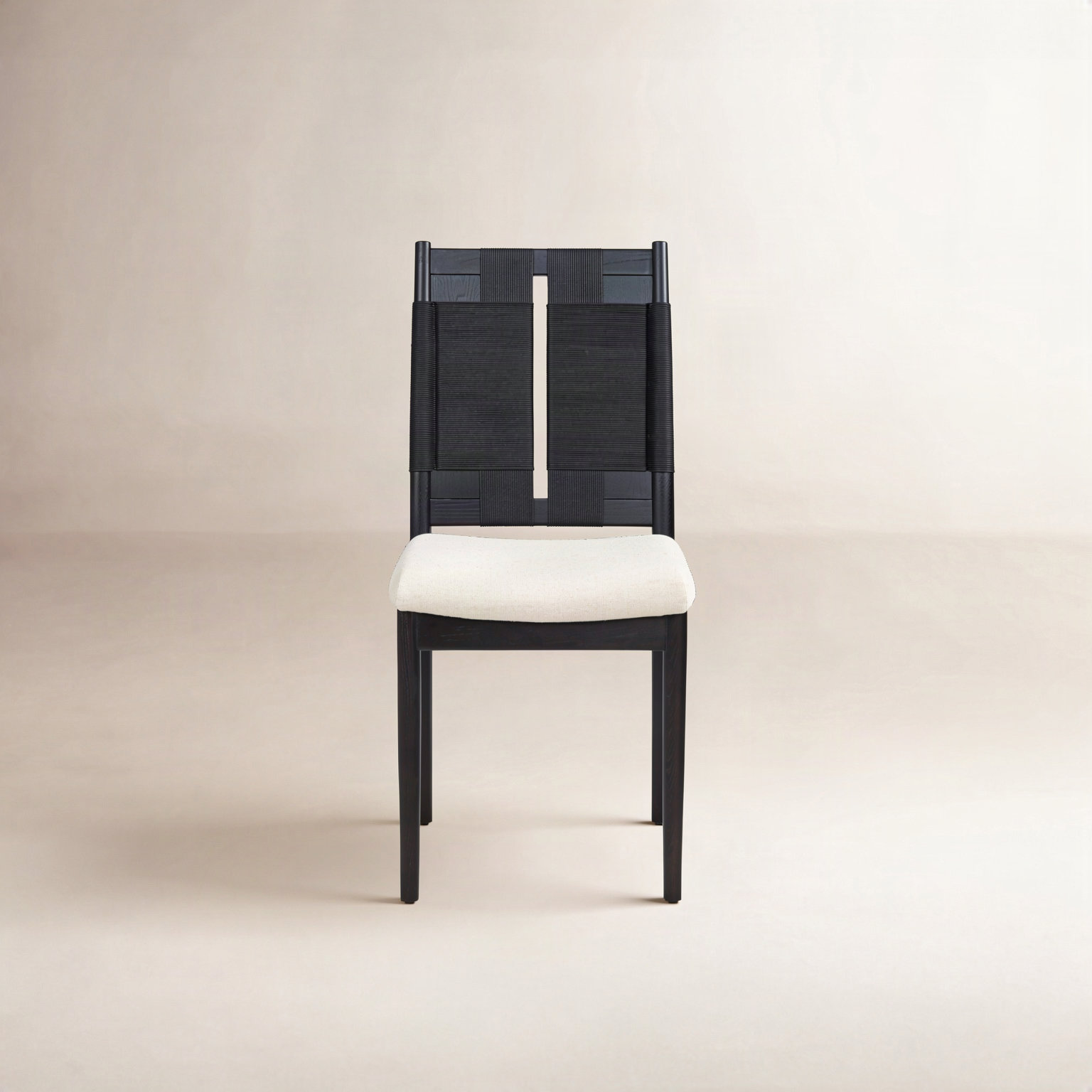 Cybil Linen Dining Chair, Distressed Black Ash