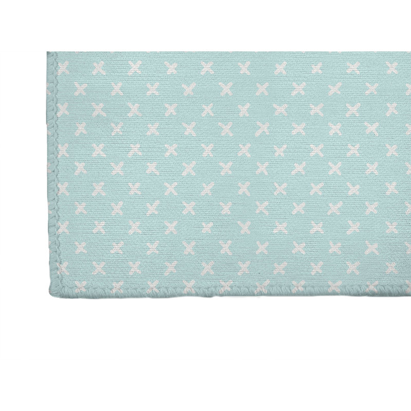 Criss Cross Kids Play Mat, Rectangle 5' x 7', Light Blue/Blue