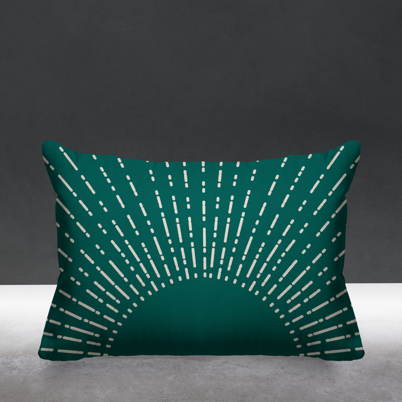 Coussin intérieur / extérieur Sunny Boho Starburst, Émeraude