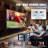 Projector Screen with Stand, 100 inch 16:9 4K 1080 HD Outdoor Movie Screen with Stand, Wrinkle-Free Projection Screen with Bar Feet and Carry Bag, Designed for Home Theater Cinema Backyard Movie Night